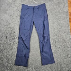 Eddie Bauer Mens Navy Blue Tech Pants Straight Leg Size 32x30 Nylon Spandex